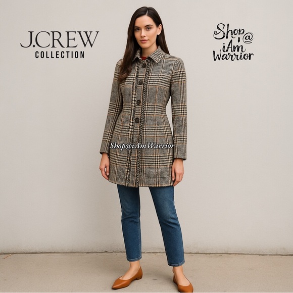 J.Crew Collection rare houndstooth check wool coat *shop@iamwarrior - Picture 1 of 12
